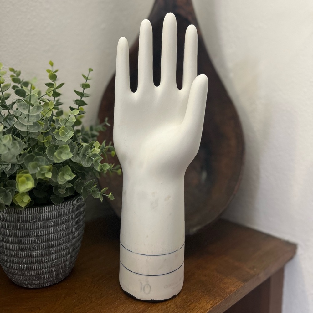 Vintage porcelain glove mold hand statue